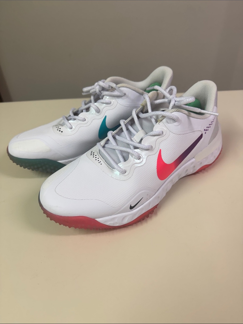 Nike Women's White Multi-Color Turf Shoes